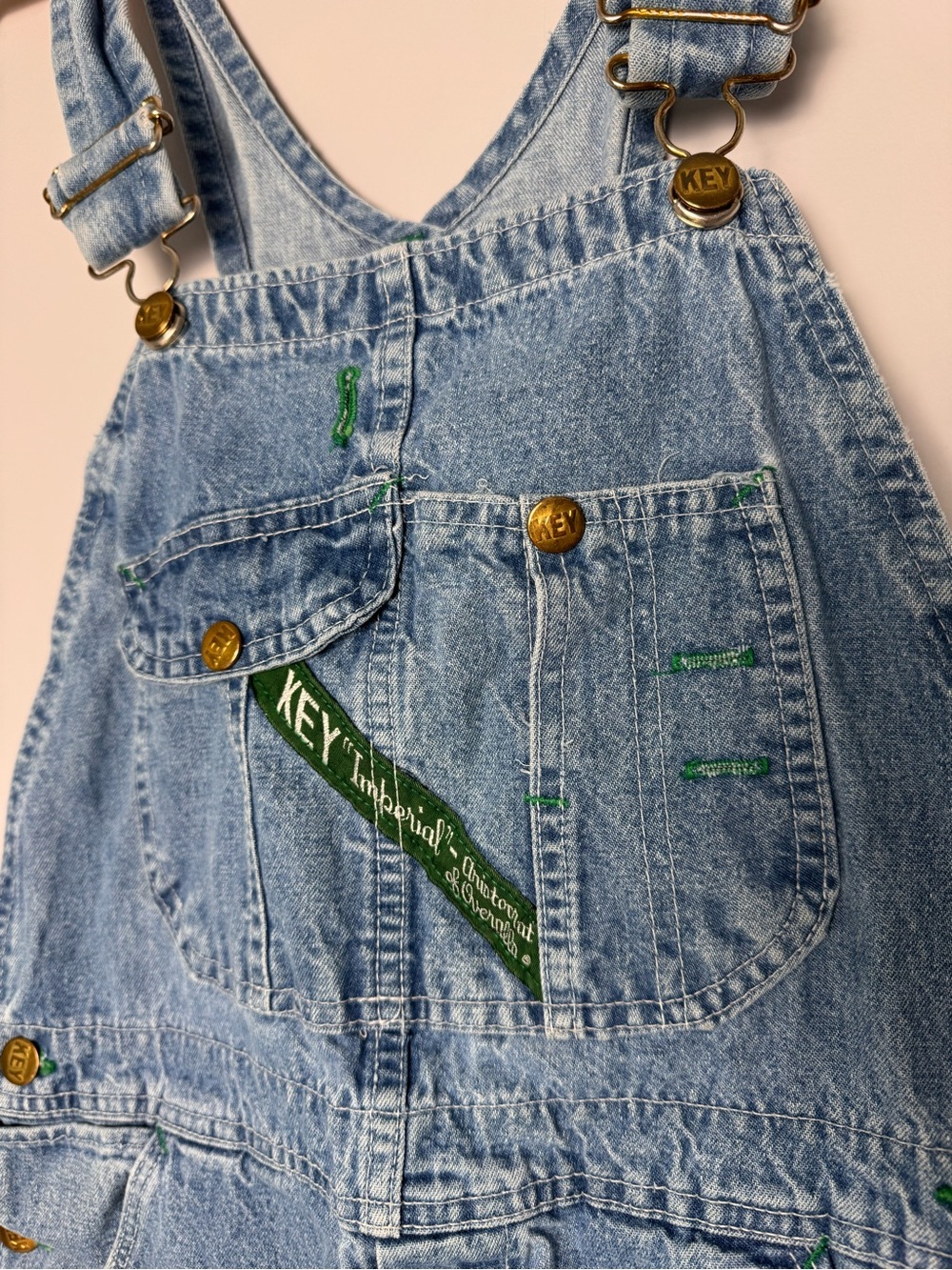Key Imperial Denim Bib Overalls W32 L32 Vintage Workwear Carpenter 100% Cotton - Picture 5 of 10